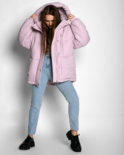 Зимняя женская куртка из экопуха, цвет розовый 55218, Цвет: Розовый, Размер: S, изображение 4