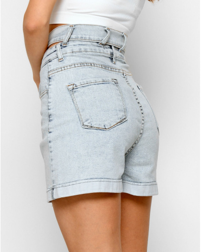 Джинсовые шорты с разрезом на талии 48537, Цвет: Голубой, Размер: 25, изображение 2