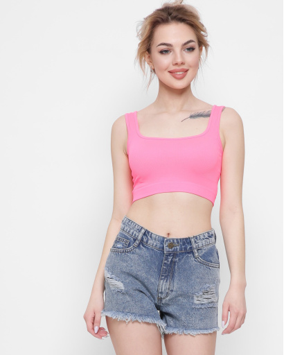 Джинсовые шорты с необработанным краем 43095, Цвет: Голубой, Размер: 27, изображение 4