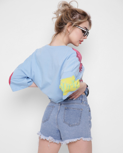 Синие мини-шорты 43096, Цвет: Синий, Размер: 28, изображение 3