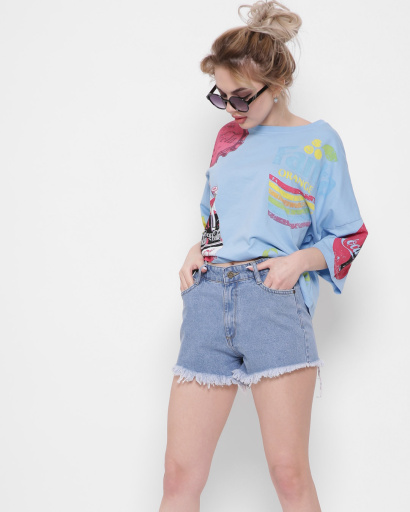 Синие мини-шорты 43096, Цвет: Синий, Размер: 28, изображение 2