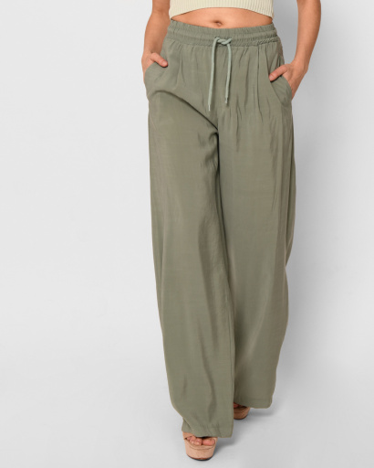 Брюки клеш зеленые 43298, Цвет: Оливковый, Размер: S, изображение 2