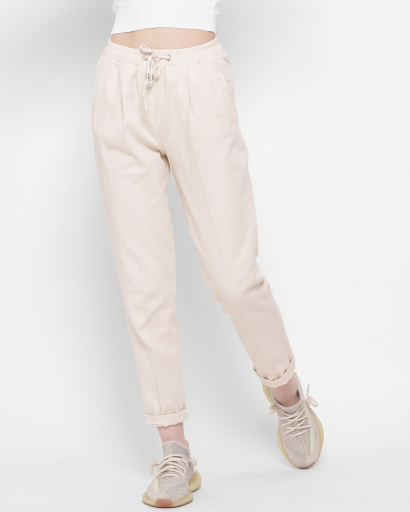 Повседневные брюки с завязками 43317, Цвет: Молочний, Размер: M, изображение 2