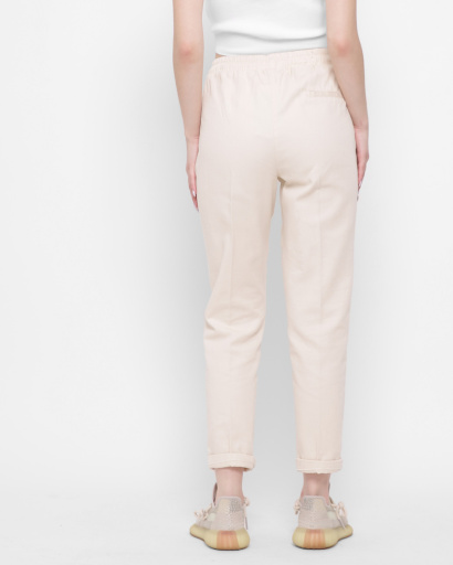 Повседневные брюки с завязками 43317, Цвет: Молочний, Размер: M, изображение 3