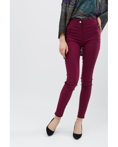 Облегающие леггинсы с молнией сзади 32047, Цвет: Бордовый, Размер: S, изображение 2