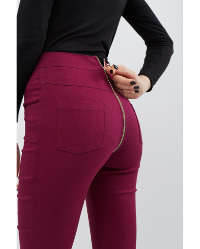 Облегающие леггинсы с молнией сзади 32047, Цвет: Бордовый, Размер: S, изображение 3