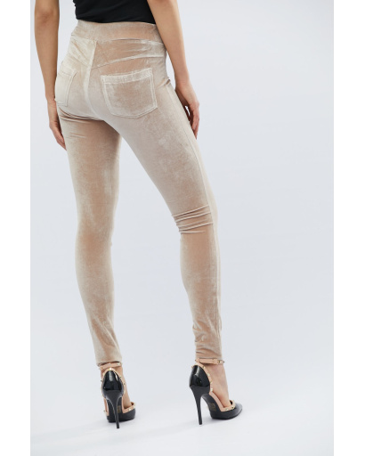 Стильные велюровые штаны 32492, Цвет: Бежевый, Размер: XS, изображение 3