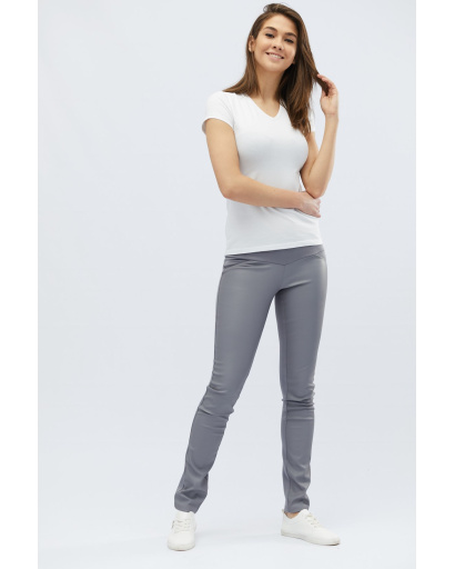 Облегающие леггинсы из эко-кожи 32493, Цвет: Серый, Размер: XS, изображение 2