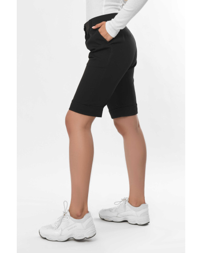 Черные бермуды миди длины 36243, Цвет: Черный, Размер: XS, изображение 3