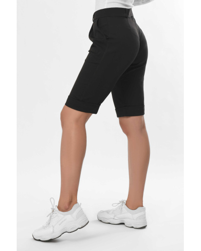 Черные бермуды миди длины 36243, Цвет: Черный, Размер: XS, изображение 4