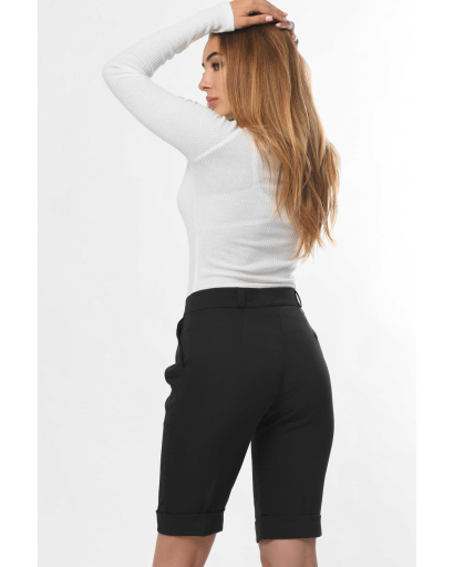 Черные бермуды миди длины 36243, Цвет: Черный, Размер: XS, изображение 5