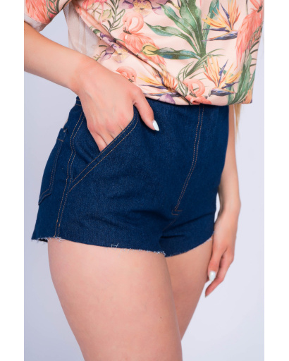 Мини-шорты из темного денима 33381, Цвет: Темно-синий, Размер: XS, изображение 3