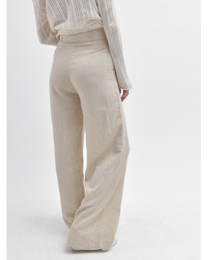 Широкі бежеві брюки вільного крою 55957, Колір: Бежевий, Розмір: S, зображення 4