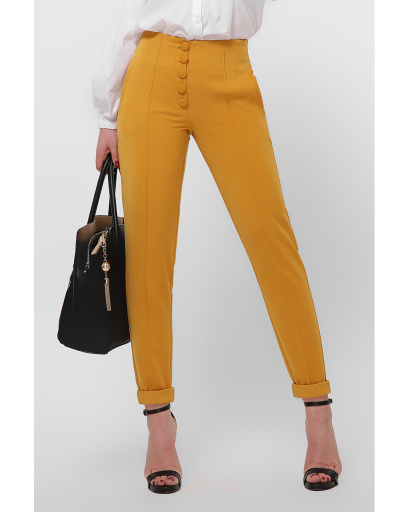 Жіночі брюки гірчиця на високій посадці 36598, Колір: Гірчиця, Розмір: XS, зображення 2