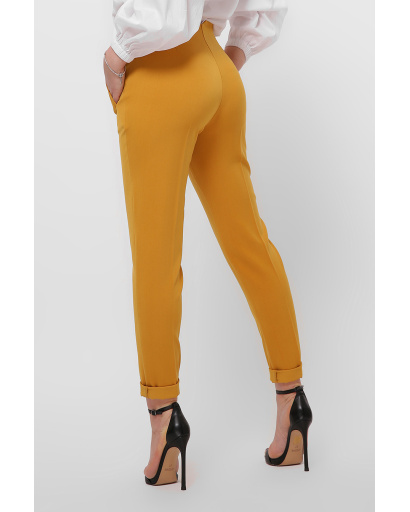 Жіночі брюки гірчиця на високій посадці 36598, Колір: Гірчиця, Розмір: XS, зображення 5