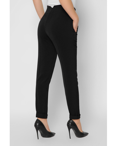 Женские черные брюки на высокой посадке 36599, Цвет: Черный, Размер: XS, изображение 7