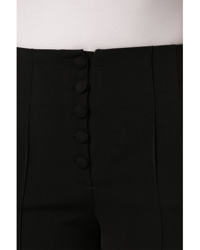 Женские черные брюки на высокой посадке 36599, Цвет: Черный, Размер: XS, изображение 8