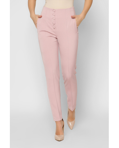 Женские розовые брюки на высокой посадке 36600, Цвет: Светло-розовый, Размер: S, изображение 2