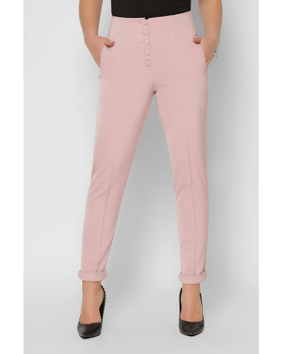 Женские розовые брюки на высокой посадке 36600, Цвет: Светло-розовый, Размер: S, изображение 3