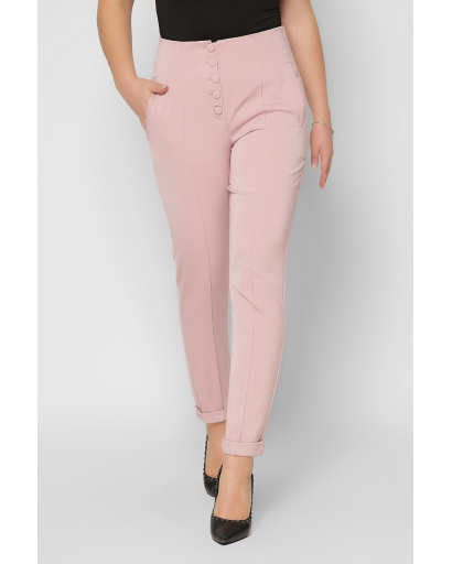 Женские розовые брюки на высокой посадке 36600, Цвет: Светло-розовый, Размер: S, изображение 4