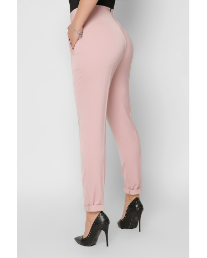 Женские розовые брюки на высокой посадке 36600, Цвет: Светло-розовый, Размер: S, изображение 5