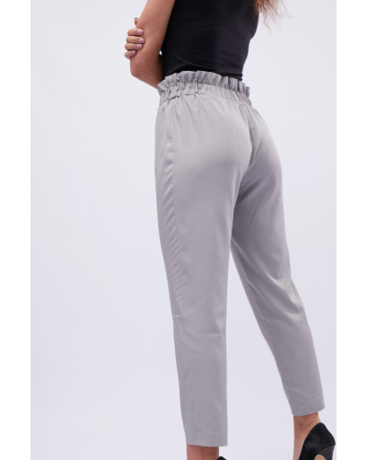 Серые брюки на резинке с завязкой 32549, Цвет: Серый, Размер: M, изображение 3