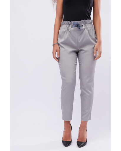 Серые брюки на резинке с завязкой 32549, Цвет: Серый, Размер: M, изображение 5