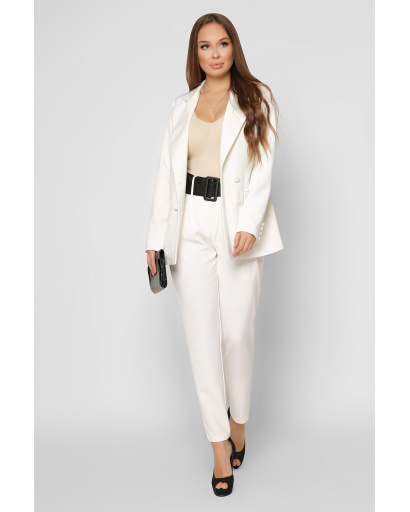 Классические молочные брюки на высокой посадке 36601, Цвет: Молочний, Размер: XS, изображение 2