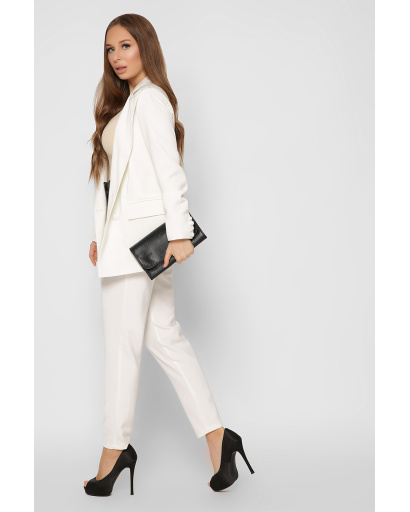 Классические молочные брюки на высокой посадке 36601, Цвет: Молочний, Размер: XS, изображение 3