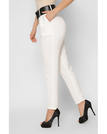 Классические молочные брюки на высокой посадке 36601, Цвет: Молочний, Размер: XS, изображение 5