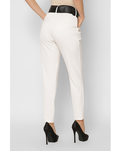 Классические молочные брюки на высокой посадке 36601, Цвет: Молочний, Размер: XS, изображение 6