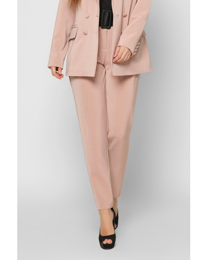 Класичні бежеві брюки на високій посадці 36602, Колір: Бежевий, Розмір: XS, зображення 2