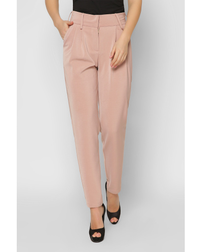 Класичні бежеві брюки на високій посадці 36602, Колір: Бежевий, Розмір: XS, зображення 4