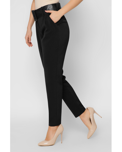 Класичні чорні брюки на високій посадці 36603, Колір: Чорний, Розмір: XS, зображення 5