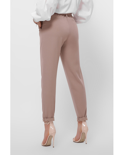 Женские бежевые брюки с рюшей на талии 36604, Цвет: Бежевый, Размер: XS, изображение 6