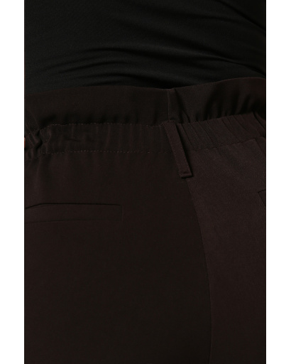 Звужені жіночі коричневі брюки з рюшею на талії 36605, Колір: Коричневий, Розмір: XS, зображення 8