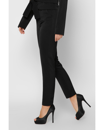 Чорні костюмні брюки з поясом 36607, Колір: Чорний, Розмір: M, зображення 4