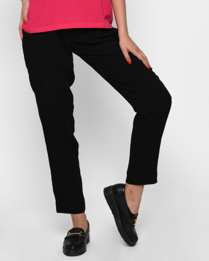 Льняные женские черные брюки 37412, Цвет: Черный, Размер: XS, изображение 2