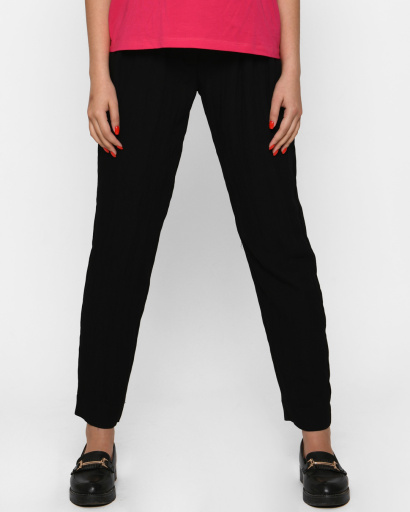 Льняные женские черные брюки 37412, Цвет: Черный, Размер: XS, изображение 3