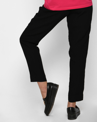 Льняные женские черные брюки 37412, Цвет: Черный, Размер: XS, изображение 4