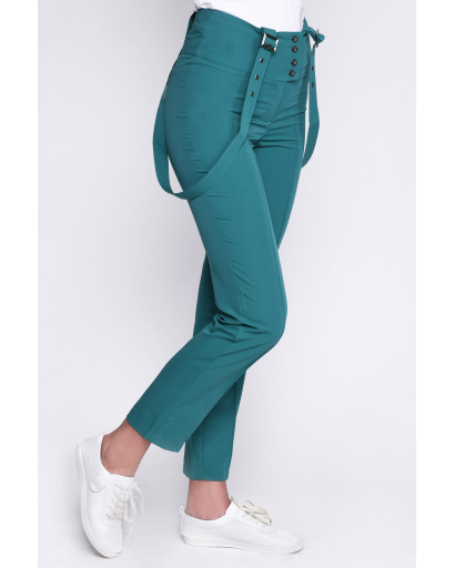 Женские брюки с лямками 32478, Цвет: Морская волна, Размер: XS, изображение 2