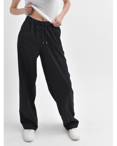 Женские черные брюки свободного кроя 55925, Цвет: Черный, Размер: S, изображение 3