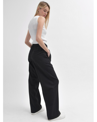 Женские черные брюки свободного кроя 55925, Цвет: Черный, Размер: S, изображение 4