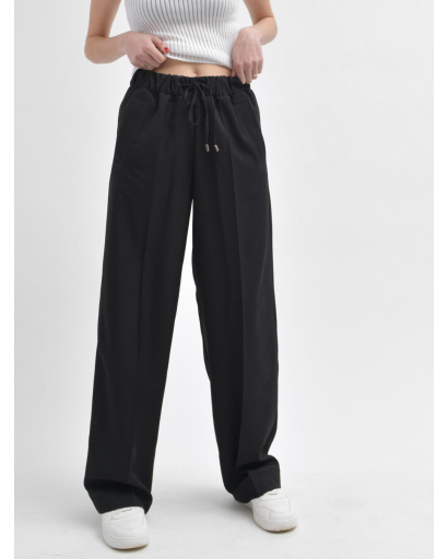 Женские черные брюки свободного кроя 55925, Цвет: Черный, Размер: S, изображение 5