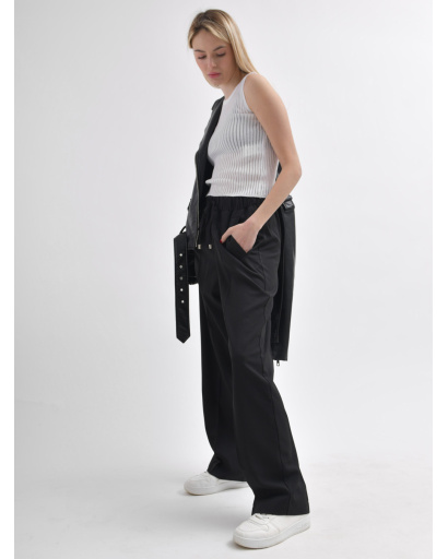 Женские черные брюки свободного кроя 55925, Цвет: Черный, Размер: S, изображение 7