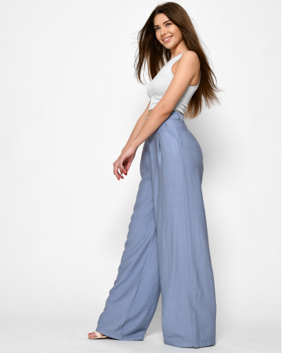Голубые широкие брюки 48581, Цвет: Голубой, Размер: M, изображение 2