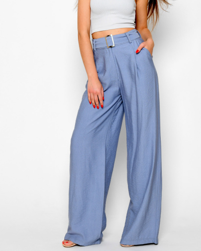 Голубые широкие брюки 48581, Цвет: Голубой, Размер: M, изображение 3