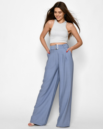 Голубые широкие брюки 48581, Цвет: Голубой, Размер: M, изображение 7