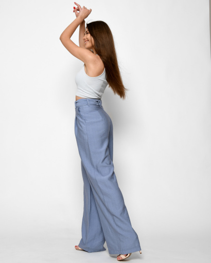 Голубые широкие брюки 48581, Цвет: Голубой, Размер: M, изображение 8