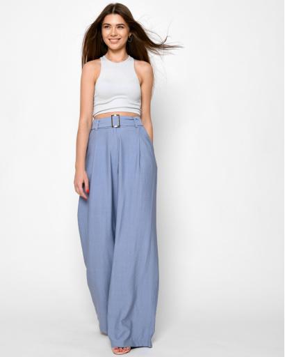 Голубые широкие брюки 48581, Цвет: Голубой, Размер: M, изображение 10